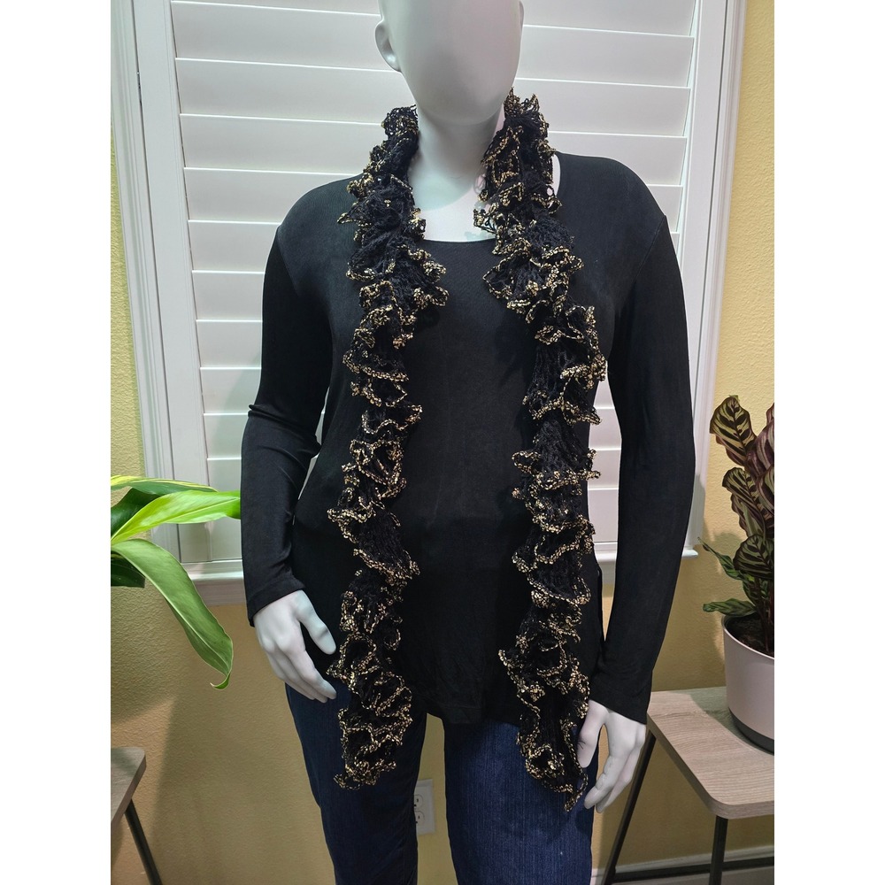 Black Gold Gothic Fairy Whimsy Long Scarf OSFM